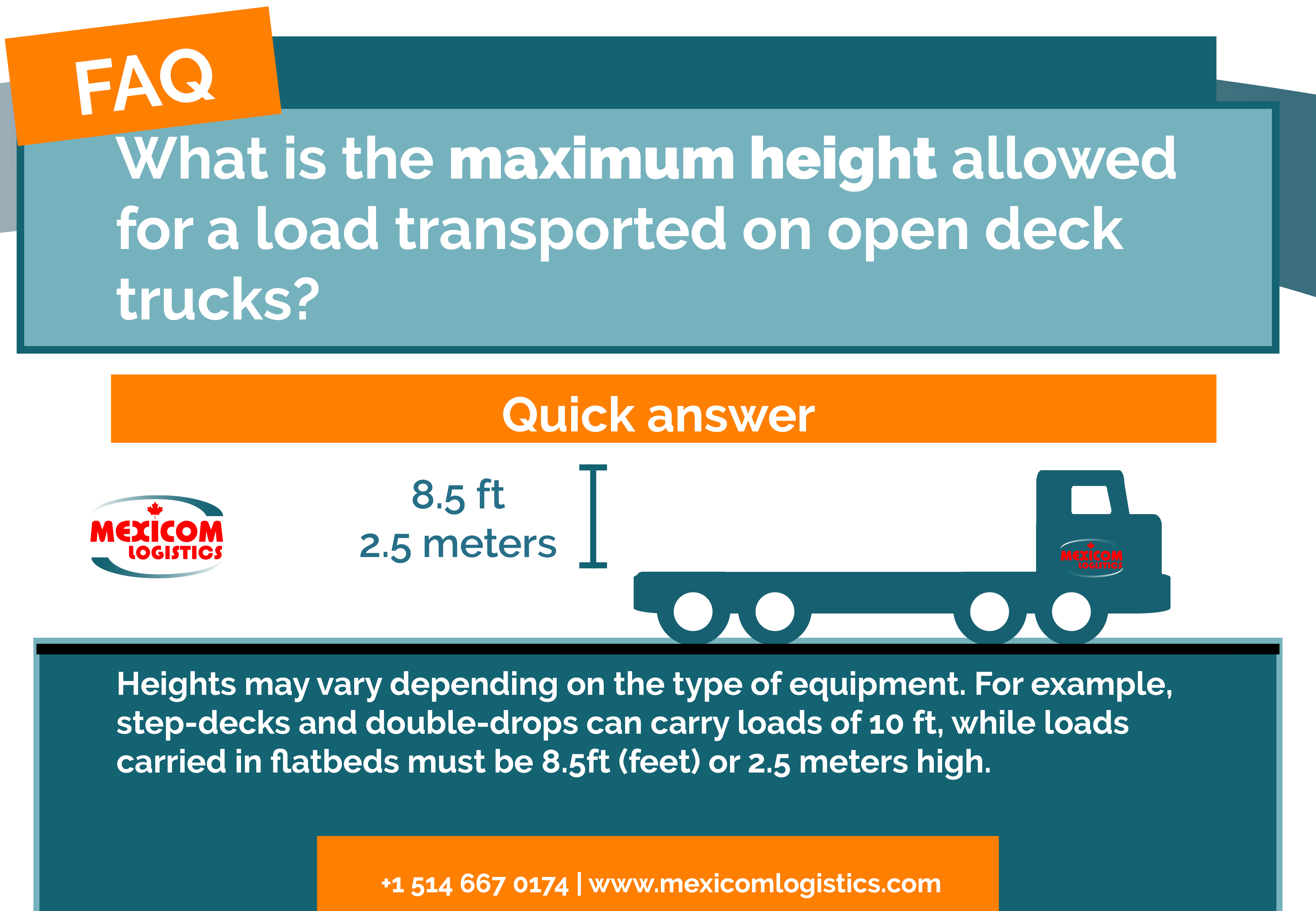 What is the maximum height allowed for a load transported on open deck trucks?