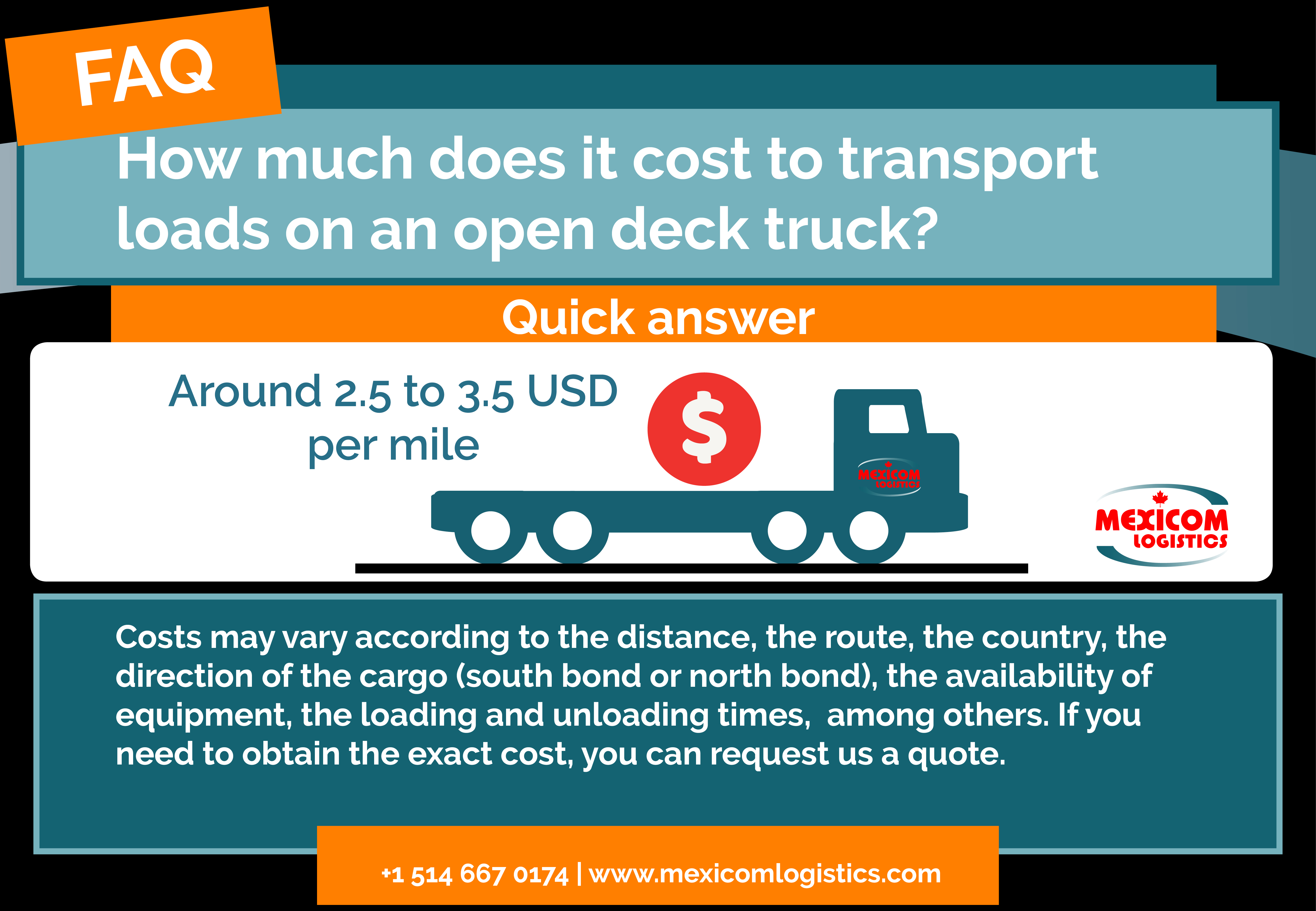 How much does it cost to transport loads on an open deck truck?