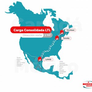 LTL Consolidado ruta Montreal Toronto Laredo Mexico Mexicom Logistics