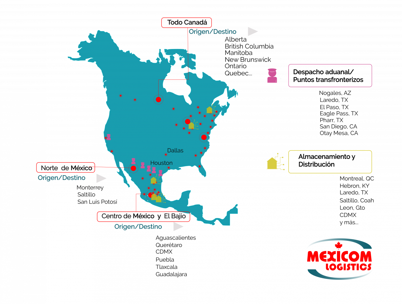 Transporte terrestre de carga entre México y Canadá - Mexicom Logistics