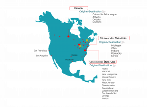 Services de transport routier entre le Canada, le Québec et les États-Unis