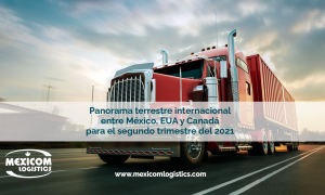 Panorama terrestre internacional entre México, EUA y Canadá para el segundo trimestre del 2021