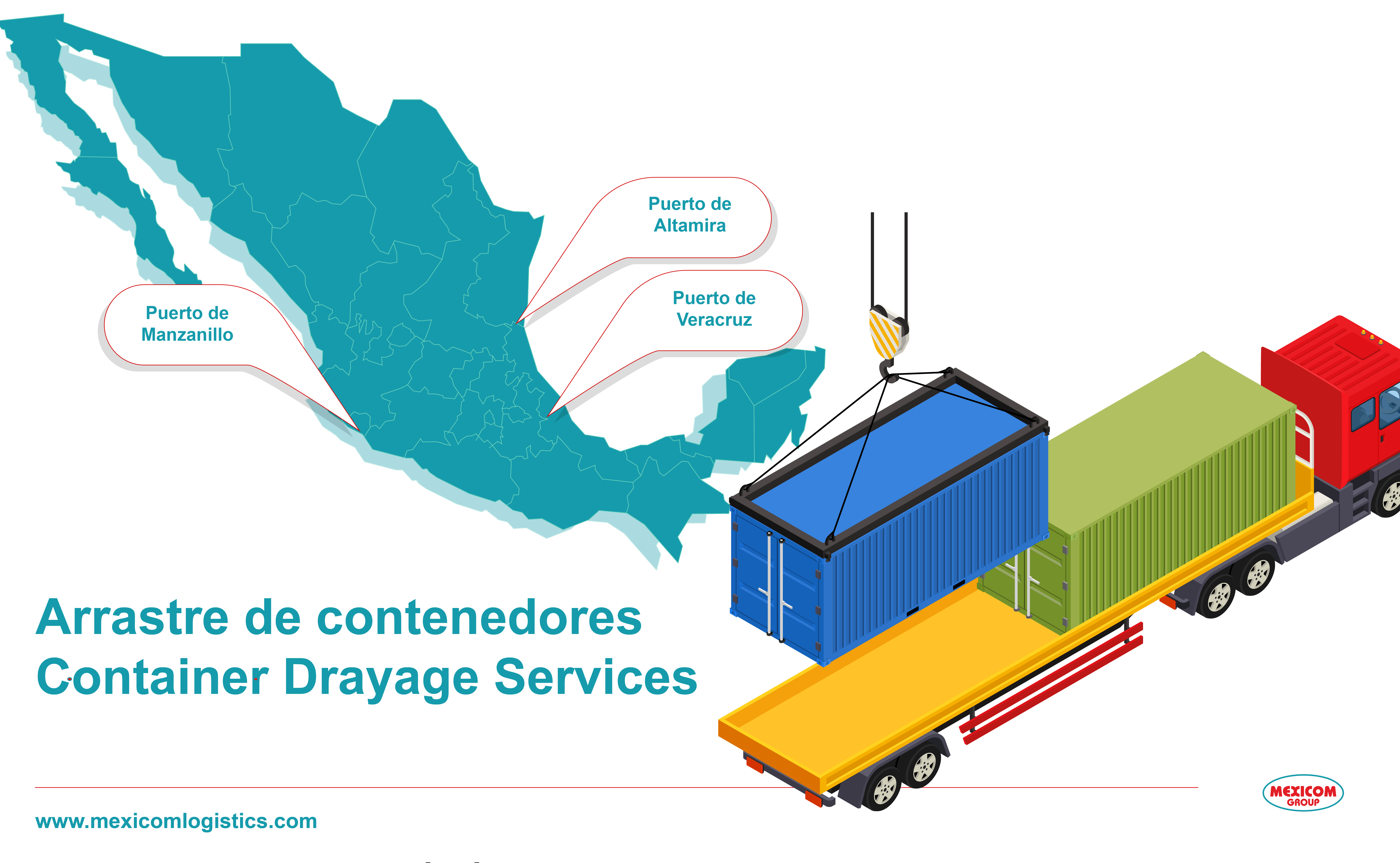 Arrastre de contenedores transporte de carga en contenedores